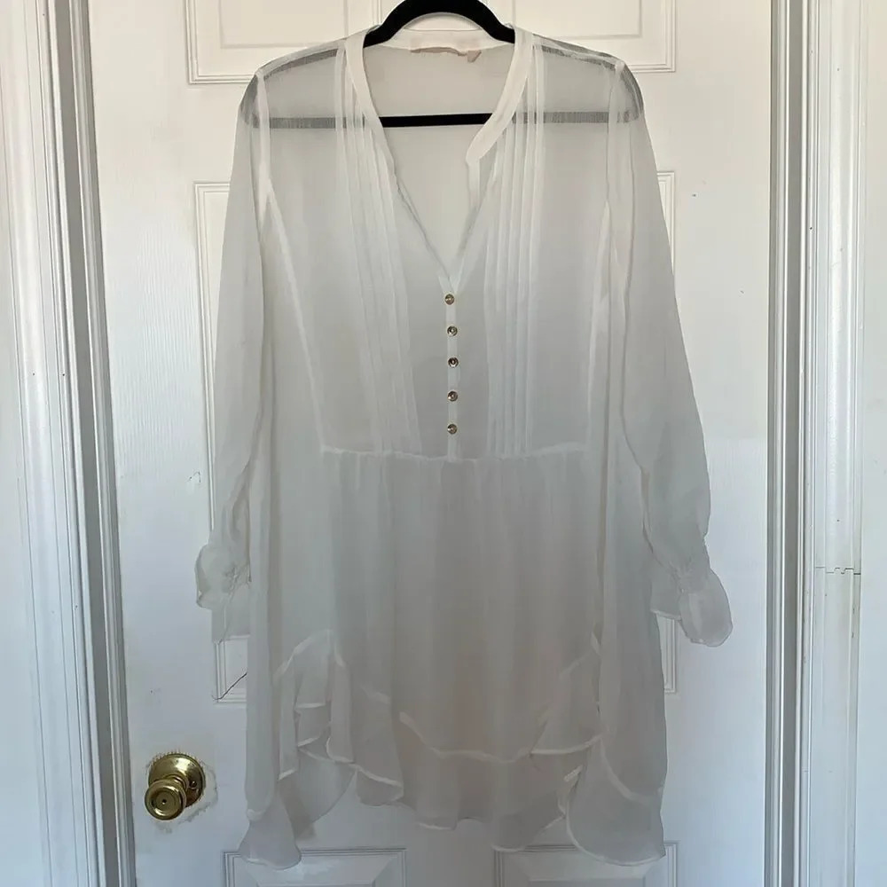 Soft Surroundings White Sheer Popover Tunic Size XL